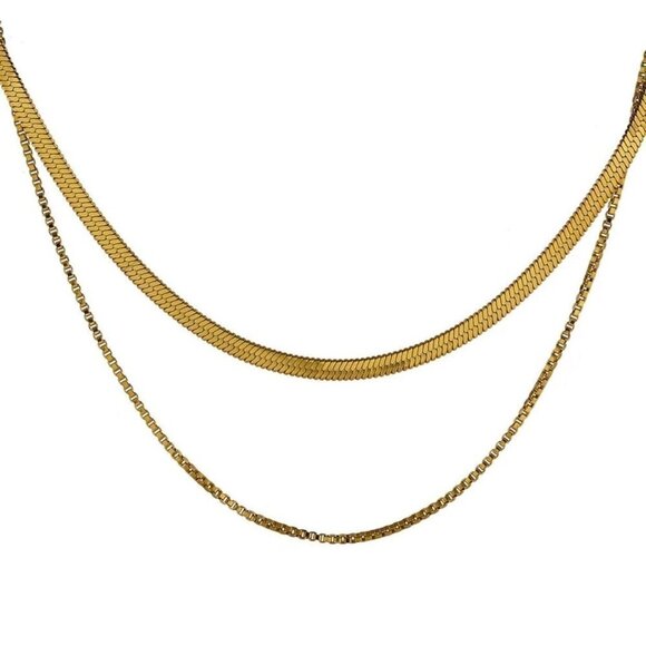 COPY - Gold Layering Double Necklace Chain NWT - Picture 2 of 4